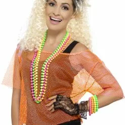 Neon Orange Fishnet Top