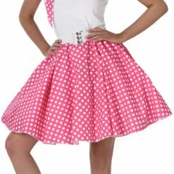 Dark Pink Polka Dot Skirt Ladies Costume