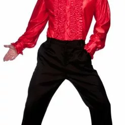 Mens Red Disco Ruffle Shirt