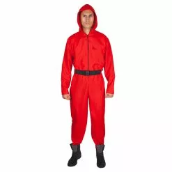 Mens Red Hooded Jumpsuit Costume