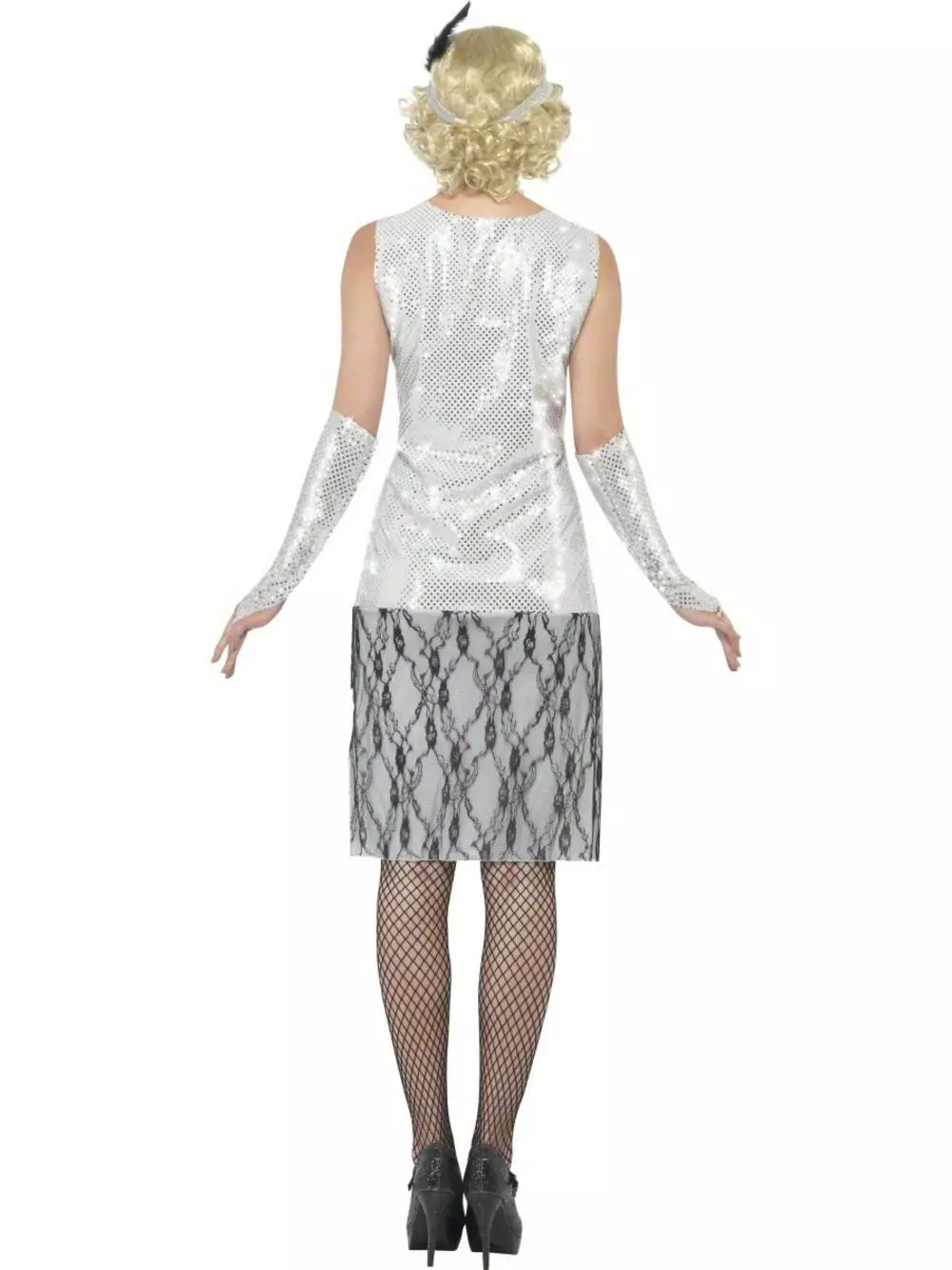 Silver Flapper Fancy Dress 4 Silver Flapper Fancy Dress - Image 4