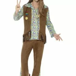 60s Hippie Costume, With Trousers, Top, Waistcoat