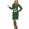Ladies Elf Dress Christmas Fancy Dress Costume