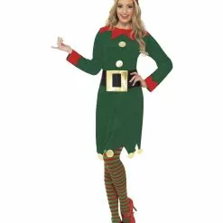 Ladies Elf Dress Christmas Fancy Dress Costume
