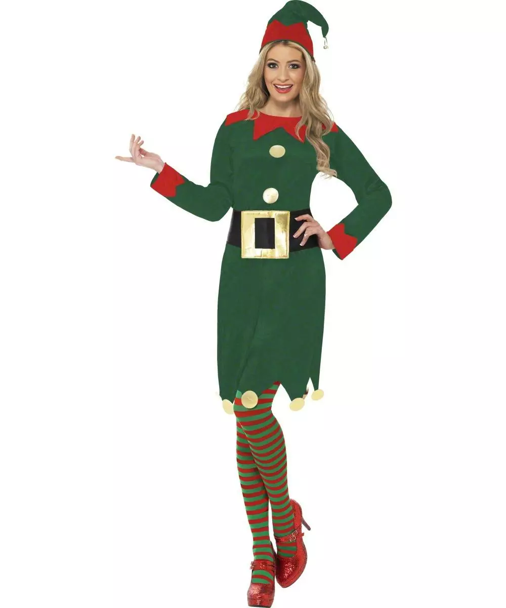 Ladies Elf Dress Christmas Fancy Dress Costume 1 Ladies Elf Dress Christmas Fancy Dress Costume