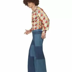 70s Patchwork Denim Look Flares -All Ladies Costumes Sales lrgscaleflaresmenside