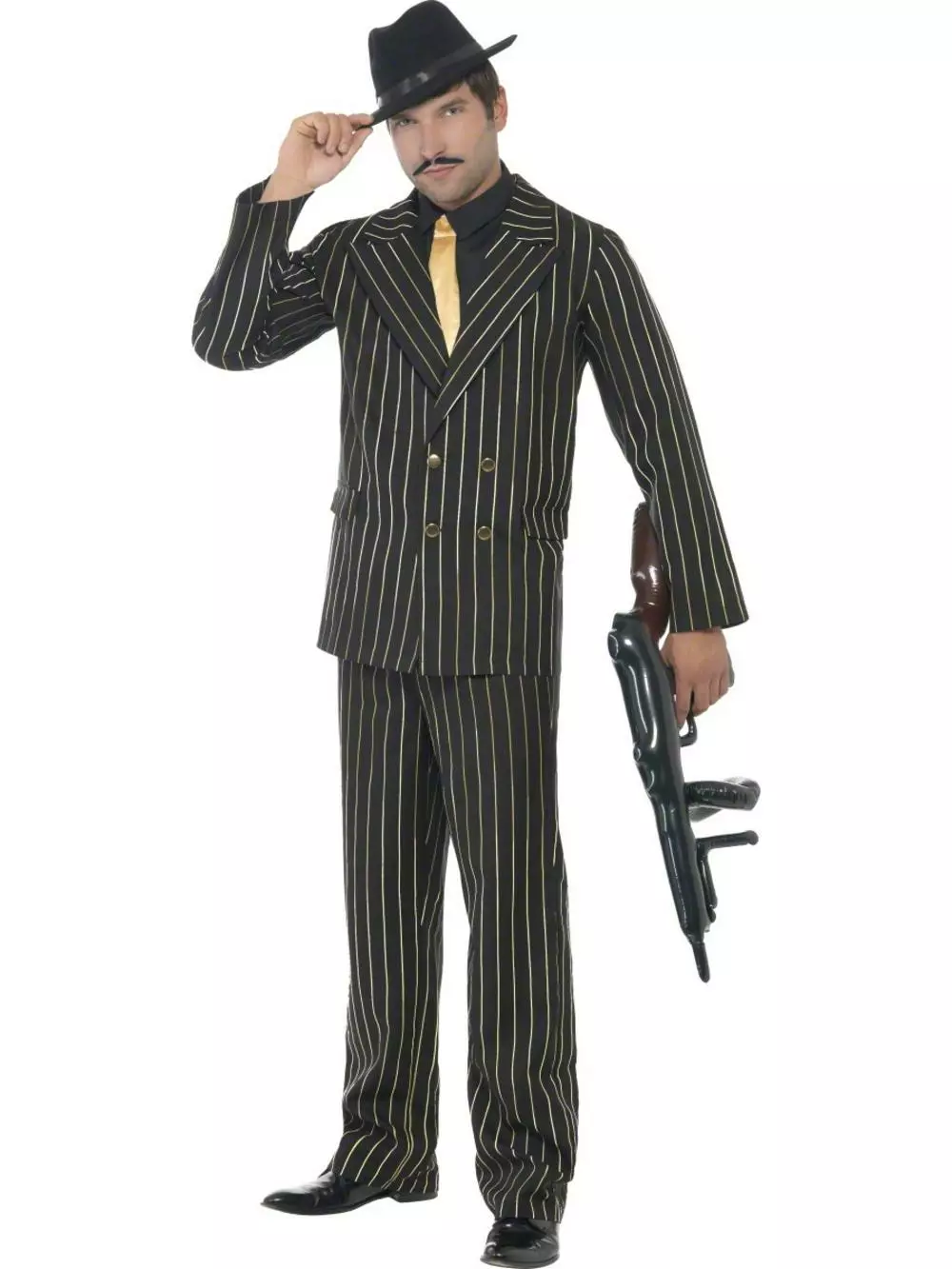 Gold Pinstripe Gangster Suit Costume 1 Gold Pinstripe Gangster Suit Costume