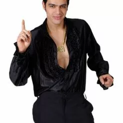 Black Disco Ruffle Shirt