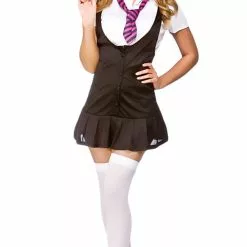 Naughty Schoolgirl Costume With Boater Hat